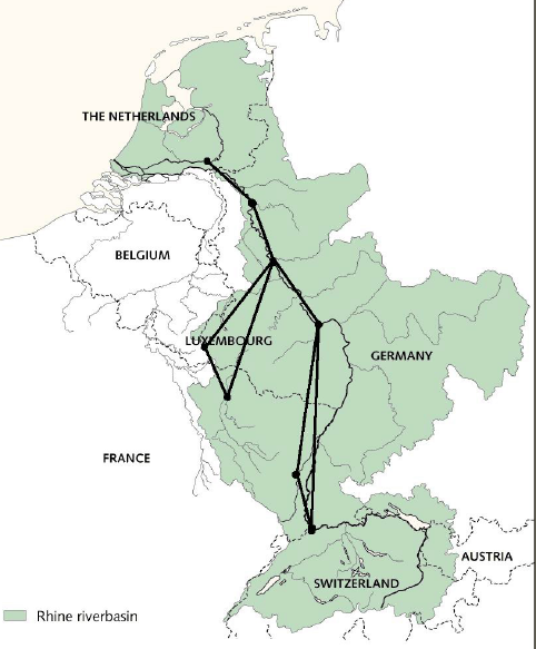 International main warning and alarm centers in the Rhine basin (ICPR)