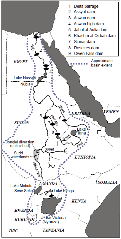 Major supply structures and approximate extent of basin