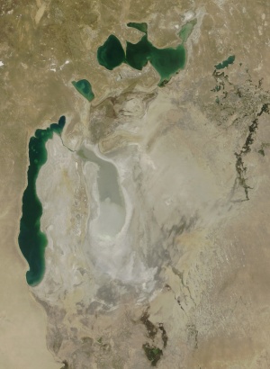 Aral Sea - Jun 2009 (Source: Modis Rapid Response System, downloaded May 29, 2009; courtesy by Prof. Philip Micklin)